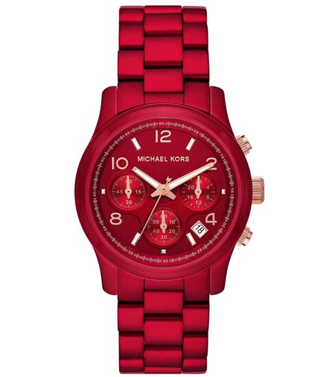 michael kors rouge|Michael Kors red coated watch.